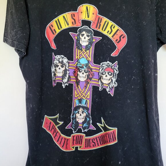 GUNS N' ROSES Appetite For Destruction Retro Black Splatter T-Shirt Size Large - Picture 2 of 4